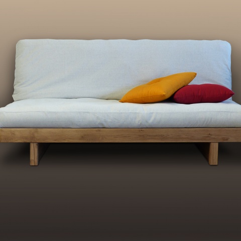 Hata, en chêne massif pour futon, housse couleur au choix