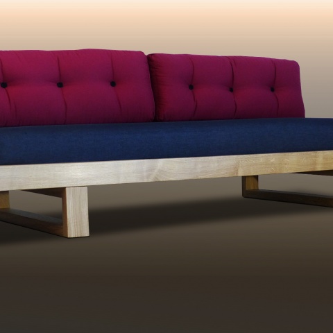 Kozi,canapé lit en chêne massif pour futon, 7 teintes de bois au choix